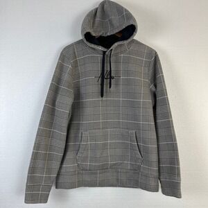 Hollister Hoodie Pullover Sweatshirt Mens Size Large Gray Black White Plaid